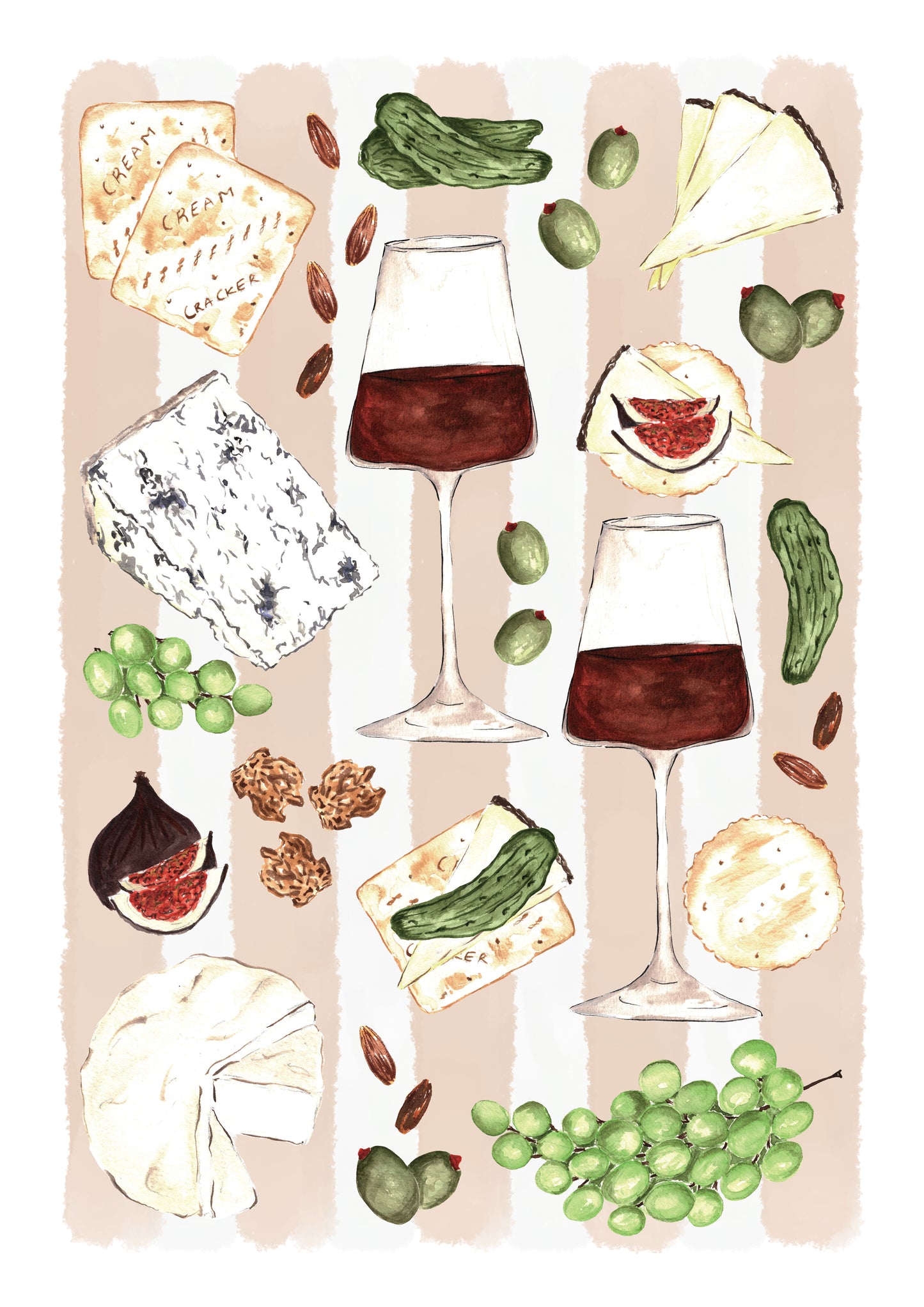 Stripy Cheese And Wine