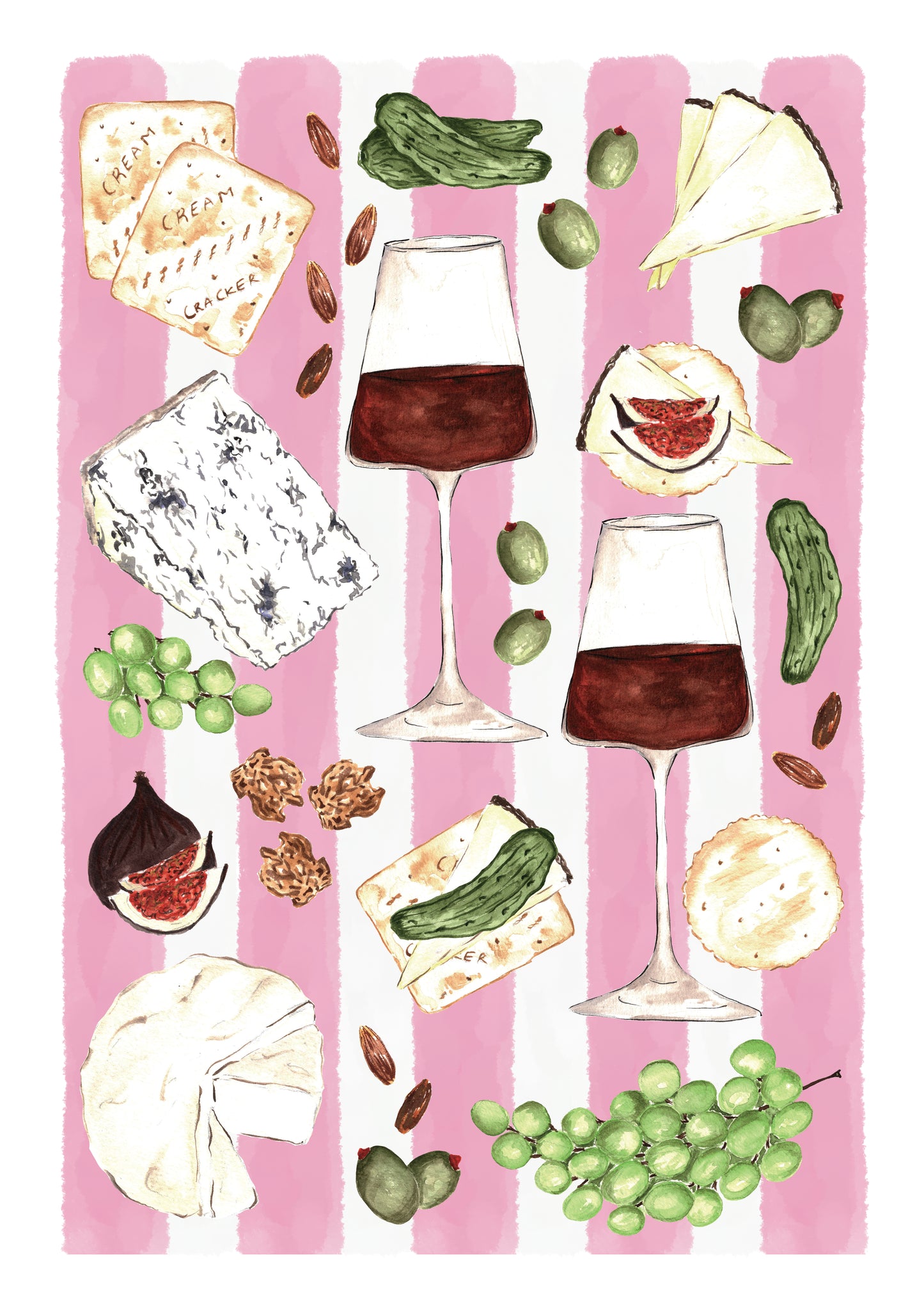 Stripy Cheese And Wine