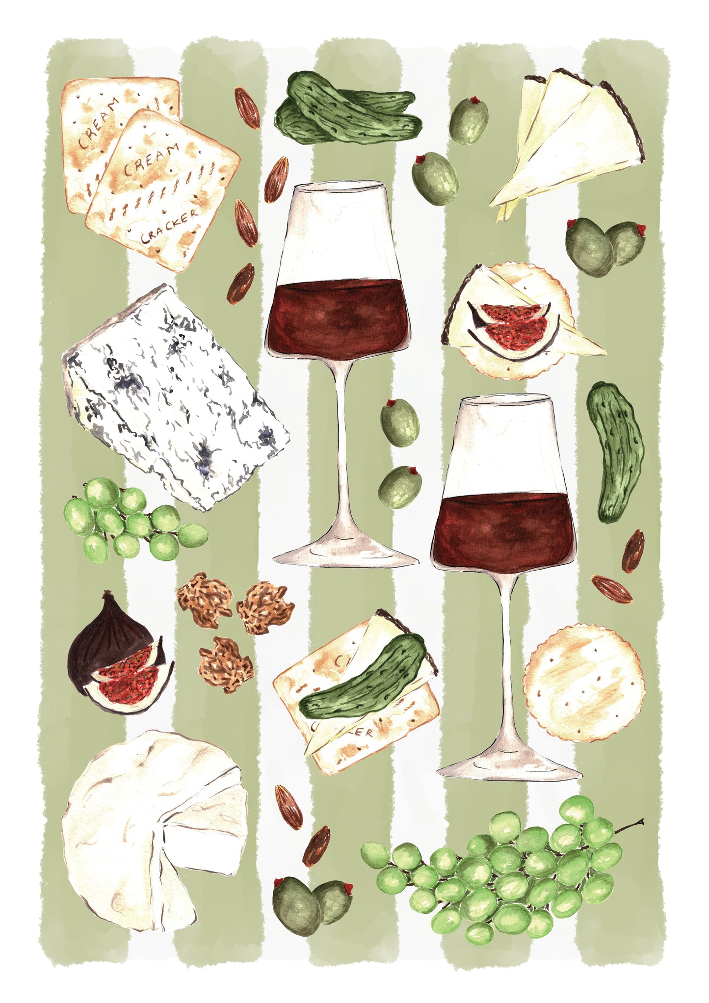 Stripy Cheese And Wine