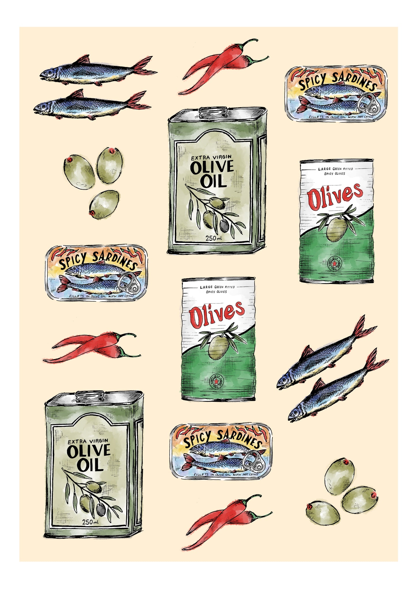 Some Olives and Spicy Sardines