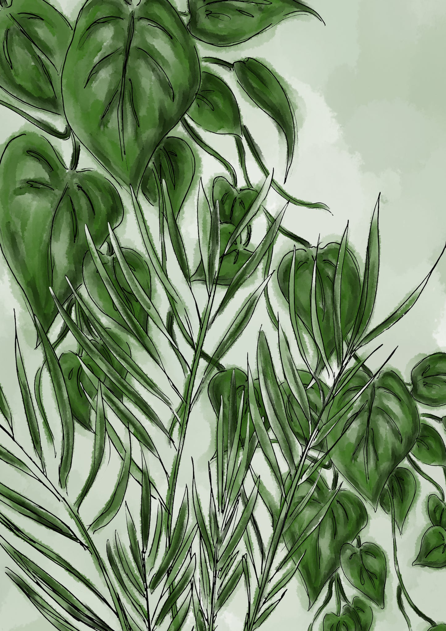 Pathos and Palm Plant