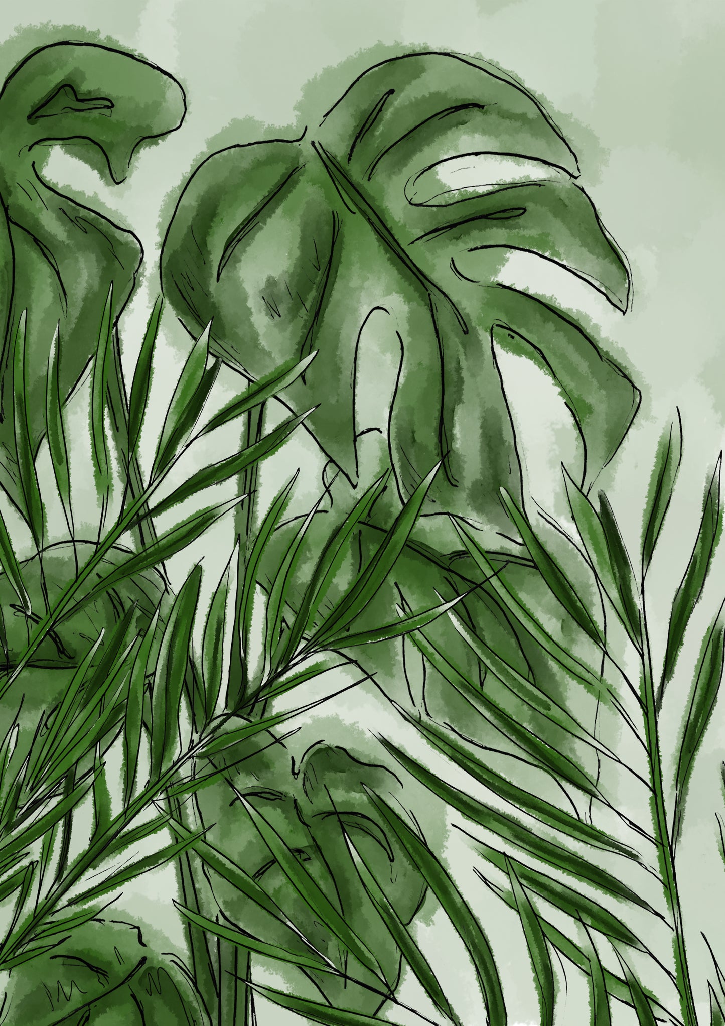 Palm and Cheese Plant
