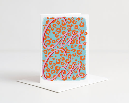 Cin Cin Leopard Greeting Card