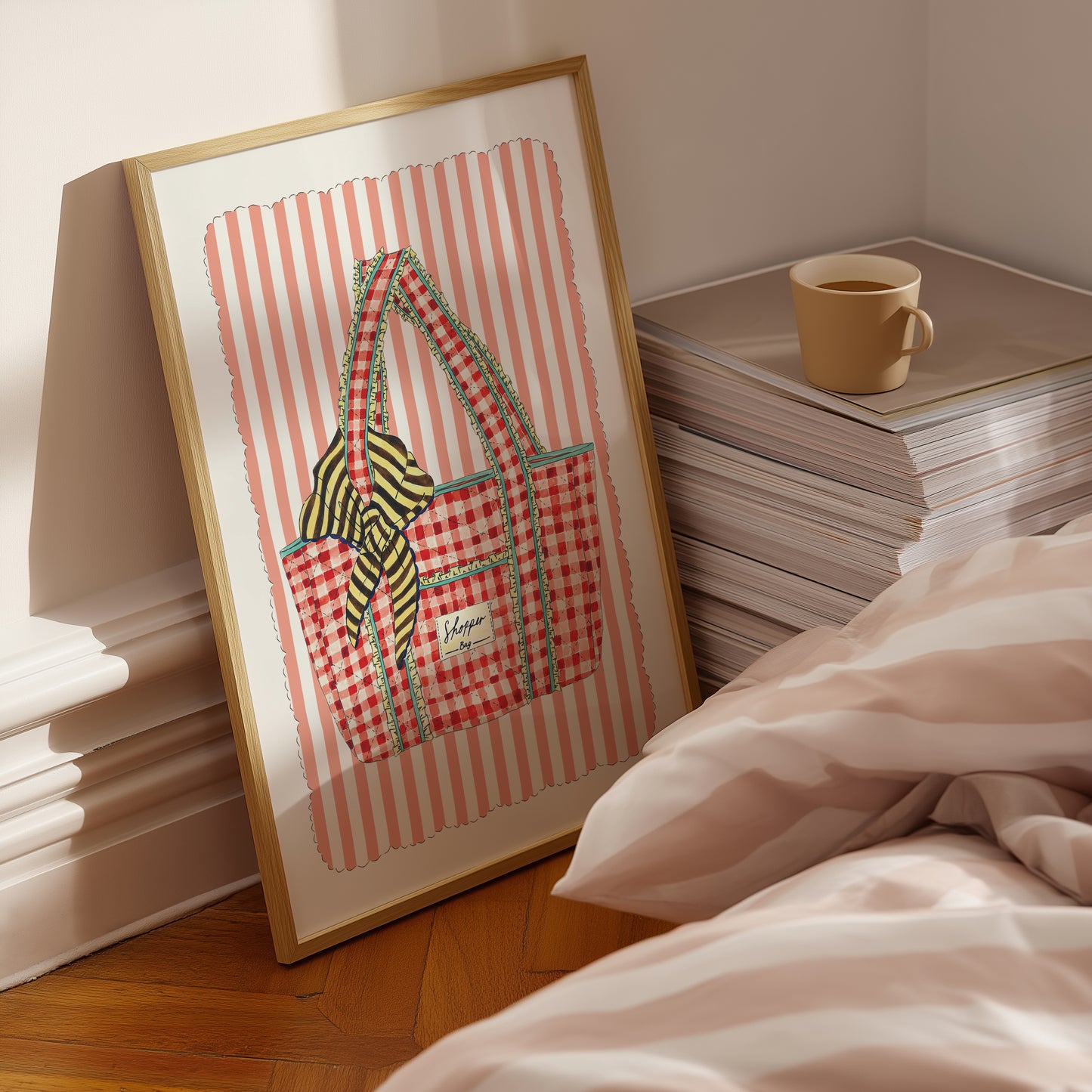 Frilly Gingham Shopper Print